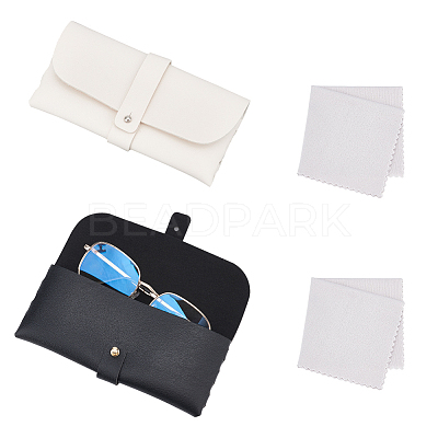 AHADEMAKER 2Pcs 2 Colors PU Imitation Leather Glasses Case AJEW-GA0005-20-1