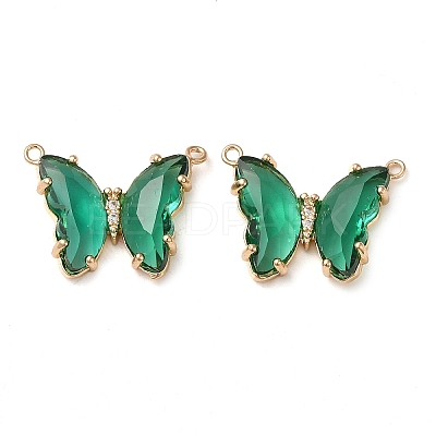Brass Pave Faceted Glass Connector Charms FIND-Z020-03T-1