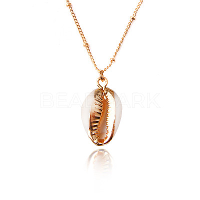 Electroplate Cowrie Shell Links connectors SHEL-CJ0001-01-1