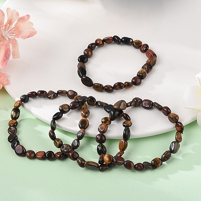 Natural Tiger Eye Bead Stretch Bracelets BJEW-K213-04-1