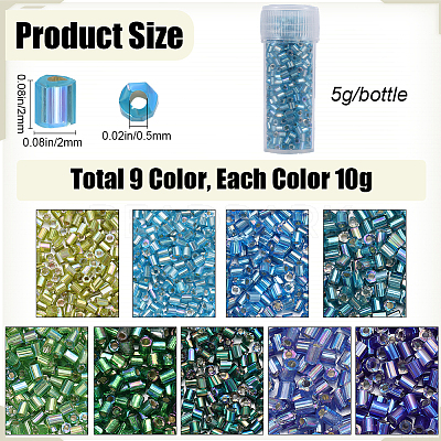90g 9 colors 11/0 Two Cut Round Hole Glass Seed Beads SEED-SC0001-25A-1