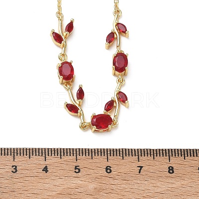 Brass Pave Cubic Zirconia Rose Flower Link Cable Chain Necklaces for Women NJEW-C121-05B-07G-1