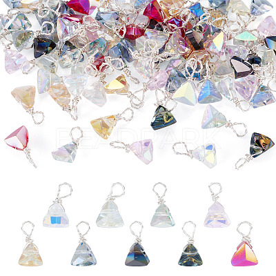 90Pcs 9 Styles Glass Triangle Pendants PALLOY-TAC0258-1