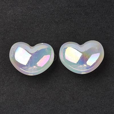 UV Plating Rainbow Iridescent Acrylic Beads X-OACR-H015-02-1