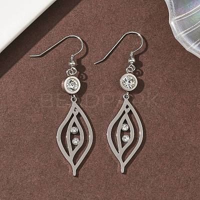 304 Stainless Steel Leaf Dangle Earrings EJEW-Z129-13P-1