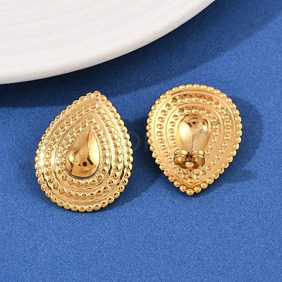 304 Stainless Steel Teardrop Stud Earrings EJEW-I320-11G-1
