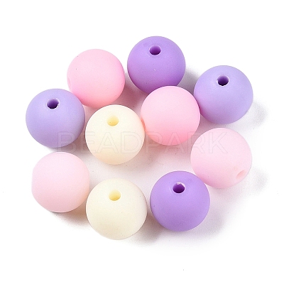 Rubberized Style Imitated Silicone Acrylic Beads MACR-T048-01C-14-1