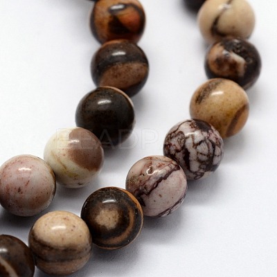 Natural Zebra Jasper Beads Strands X-G-I199-10-8mm-1