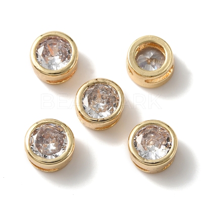 Rack Plating Brass Micro Pave Cubic Zirconia Slide Charms X-KK-C020-13LG-1