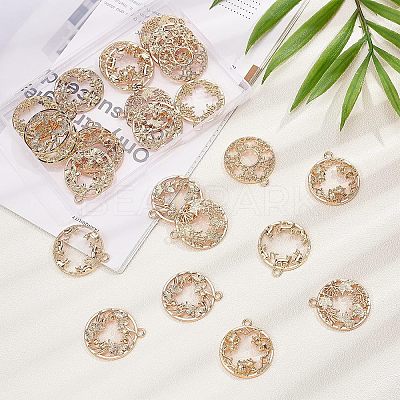 Ocean & Plant Series Zinc Alloy Open Back Bezel Pendants PALLOY-OC0001-92G-1