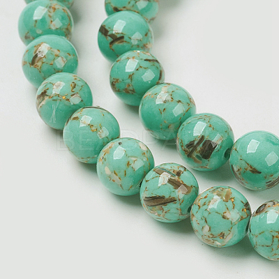 Sea Shell and Synthetic Turquoise Assembled Beads Strands X-G-G758-07-6mm-1