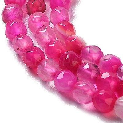 Faceted Natural Striped Agate/Banded Agate Beads Strands G-F447-4mm-H08-1