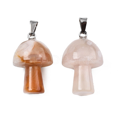 Natural Cherry Blossom Agate Pendants G-N0325-10H-1