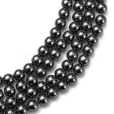 Non-Magnetic Synthetic Hematite Beads Strands G-H1624-8mm-2-1