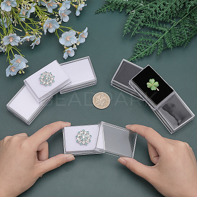 10Pcs 2 Colors Rectangle Transparent Plastic Loose Diamond Gemstone Storage Boxes CON-WH0095-46-1