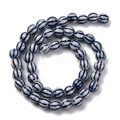 Handmade Blue and White Porcelain Beads Strands PORC-I027-02D-1