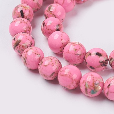 Sea Shell and Synthetic Turquoise Assembled Beads Strands G-G758-M-4mm-1