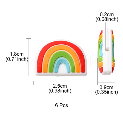 6Pcs Food Grade Eco-Friendly Silicone Focal Beads SIL-YW0001-04F-1