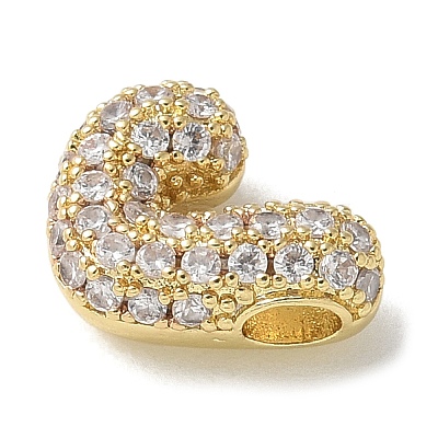 Brass Micro Pave Cubic Zirconia Beads KK-P290-61G-J-1