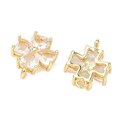 Saint Patrick's Day Glass Clover Connector Charms KK-P348-03G-05-1
