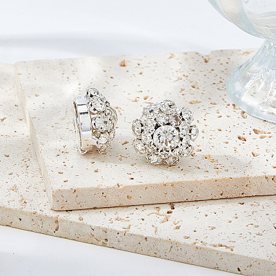 6Pcs Brass & Acrylic Rhinestone Cufflinks BUTT-DC0001-17A-1