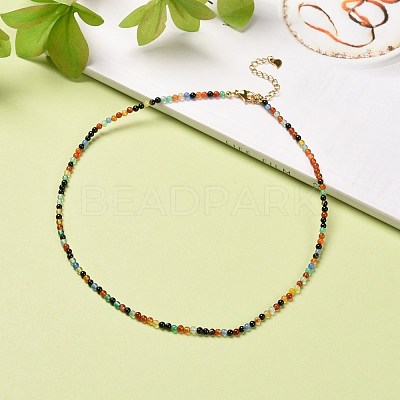 Natural Agate Beaded Necklaces for Women NJEW-JN03789-01-1