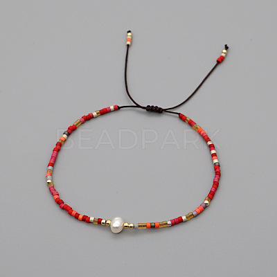 Adjustable Glass Seed Bead Braided Bead Bracelets for Women VT9382-24-1