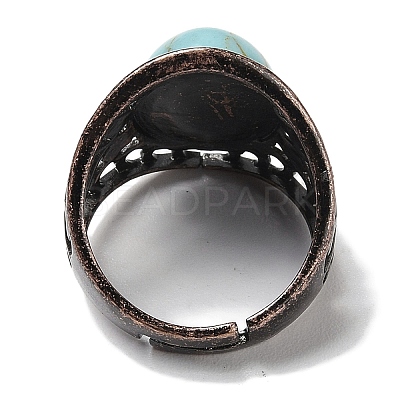 Synthetic Turquoise Oval Adjustable Rings RJEW-K271-06R-24-1