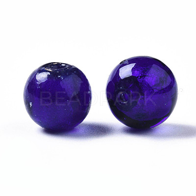 Handmade Silver Foil Glass Beads FOIL-R054-10mm-11-1