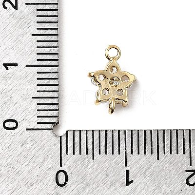 Brass Pave Cubic Zirconia Flower Links Connector Charms KK-H089-34G-02-1