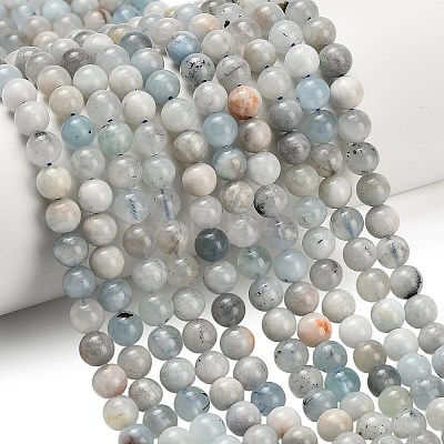 Natural Aquamarine Beads Strands X-G-F591-29A-6mm-02-1
