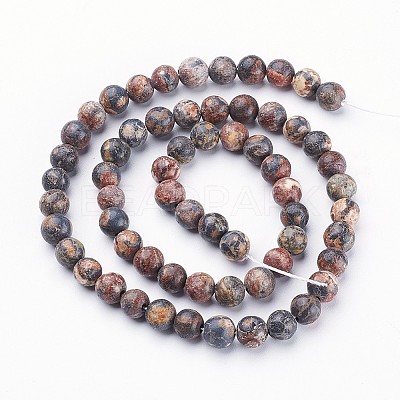 Natural Red Leopard Skin Jasper Beads Strands X-GSR6mmC066-1
