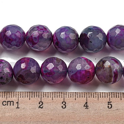 Faceted Natural Fire Crackle Agate Beads Strands G-F447-12mm-N01-1