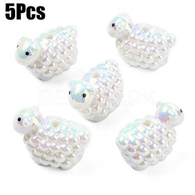 5Pcs UV Plated Acrylic Beads PACR-YW0001-33-1