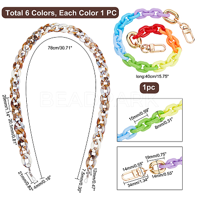 7Pcs 7 Colors Acrylic Chain Purse Bag Handle & Eyeglasses Chains AJEW-PH0001-57-1