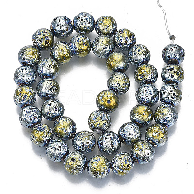 Electroplated Natural Lava Rock Beads Strands G-S352-30D-04-1