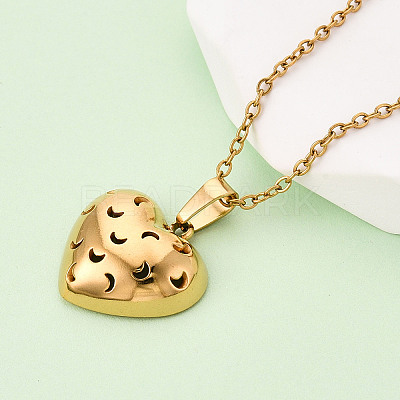 304 Stainless Steel Pendant Necklaces NJEW-T018-38G-1