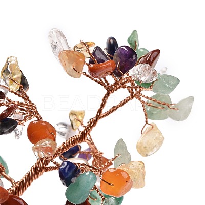 Natural Gemstone Chips & Agate Pedestal Display Decorations DJEW-A001-04G-1
