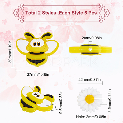10Pcs 2 Style Food Grade Eco-Friendly Silicone Beads SIL-SC0001-08-1