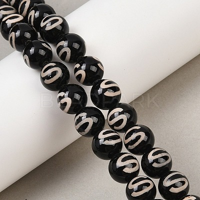 Tibetan Style dZi Beads Strands G-G328-A05-10mm-1