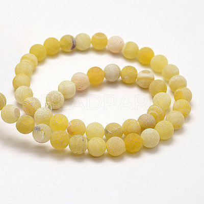 Frosted Natural Weathered Agate Beads Strands G-F367-8mm-11-1