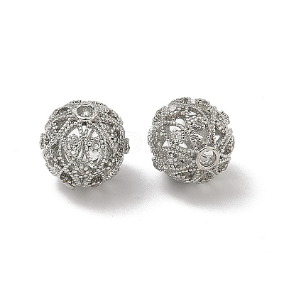 Brass Micro Pave Clear Cubic Zirconia Beads KK-D228-05P-1