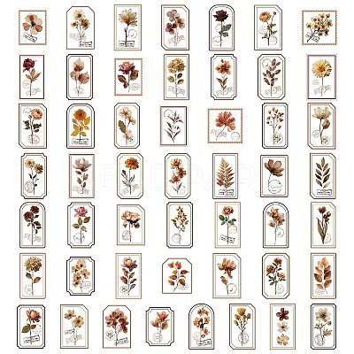 50Pcs Flower PET Stickers STIC-T0001-16-1