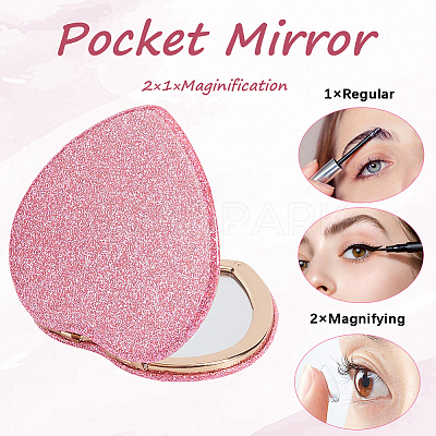 1Pc ABS & Glass Mirror Portable Makeup Folding Mirror AJEW-SP0001-60A-1