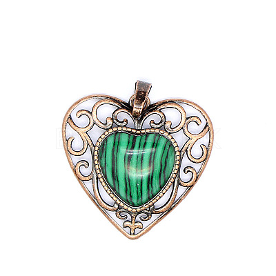 Retro Hollow Natural Malachite Pendants PW-WGAB5DC-11-1