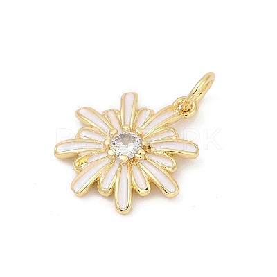 Brass Pave Cubic Zirconia with Enamel Pendants KK-U062-38G-03-1