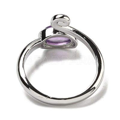 Natural Amethyst Adjustable Rings RJEW-K269-08P-04-1