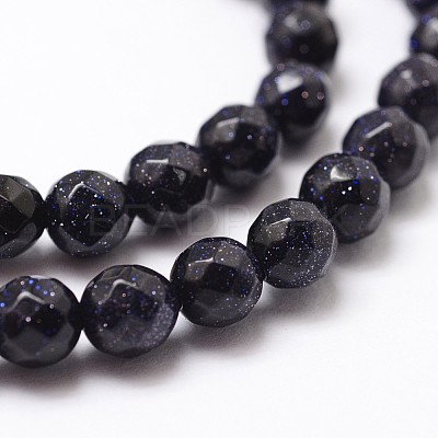 Synthetic Blue Goldstone Beads Strands X-G-D840-14-4mm-1