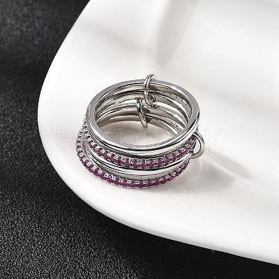 Brass Micro Pave Cubic Zirconia Finger Rings RJEW-P166-12P-1