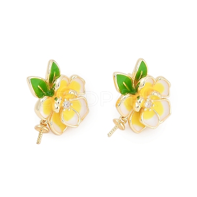 Brass Enamel Stud Earring Findings LS-ZIRC-P122-08G-1
